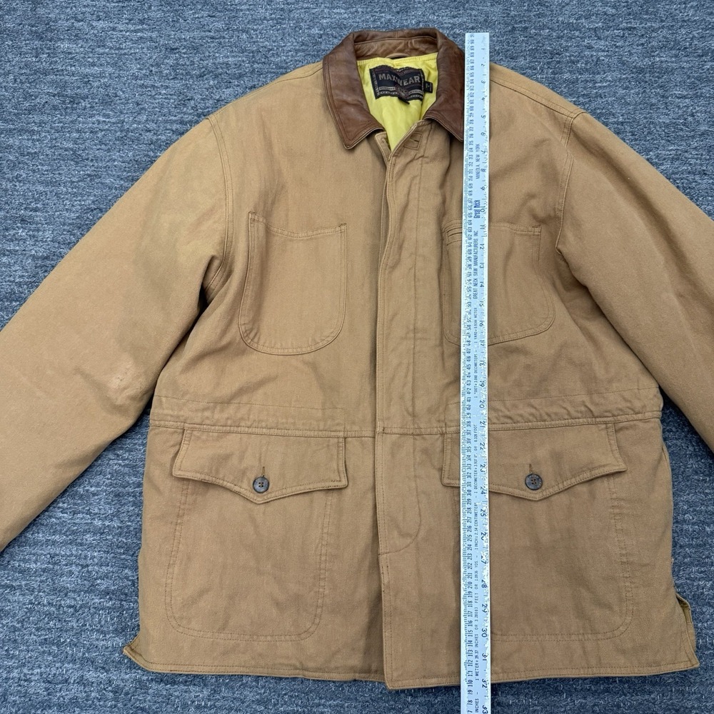 Vintage Maxwear Barn Chore Coat Jacket Large Removable Liner Workwear Leather - Picture 11 of 16